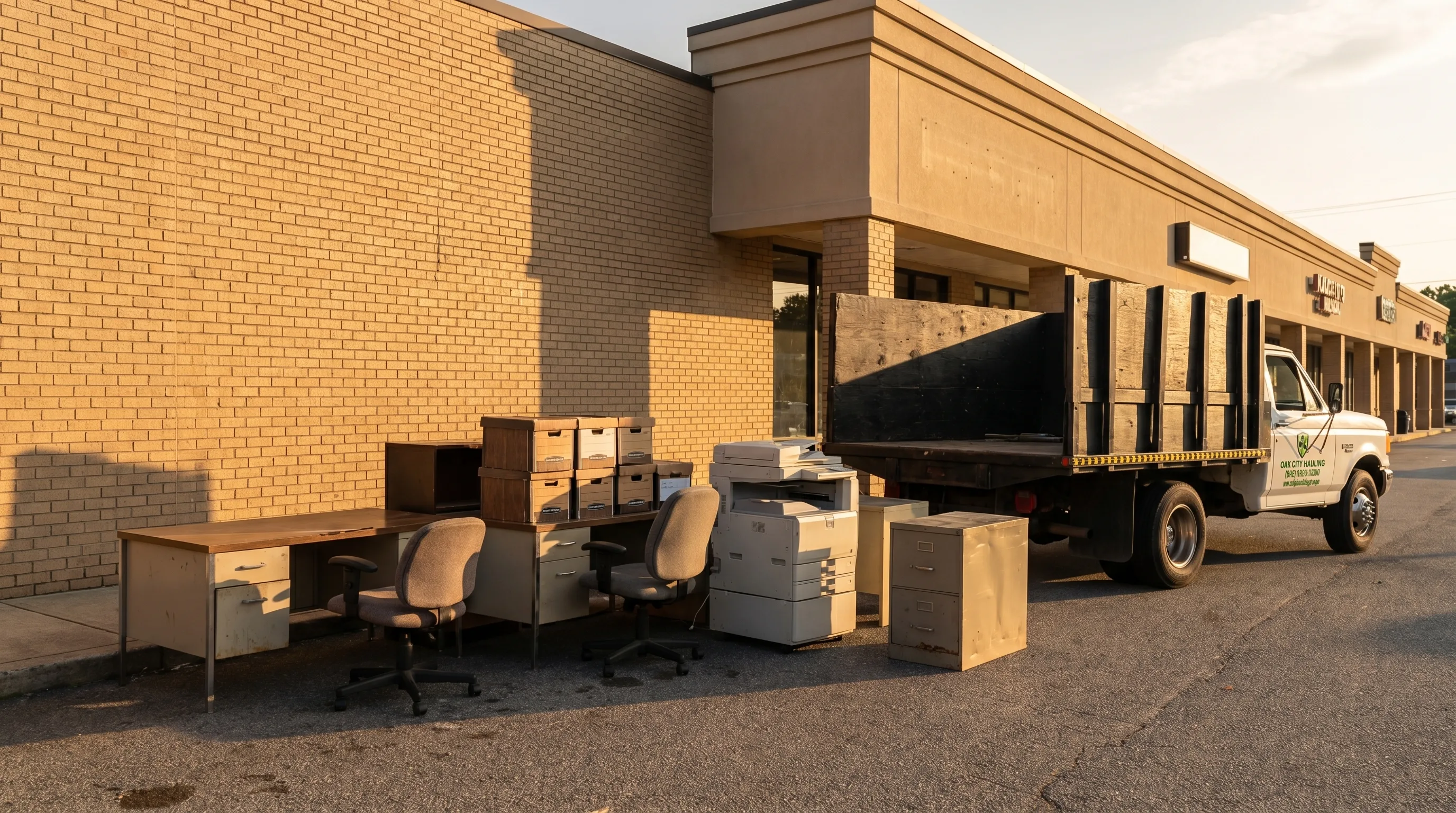 Commercial junk removal at a Raleigh small business by Oak City Hauling